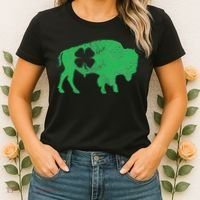 St. Patrick's Day Green Shamrock Buffalo Bison Irish Saint Women's T-Shirt thumb 2