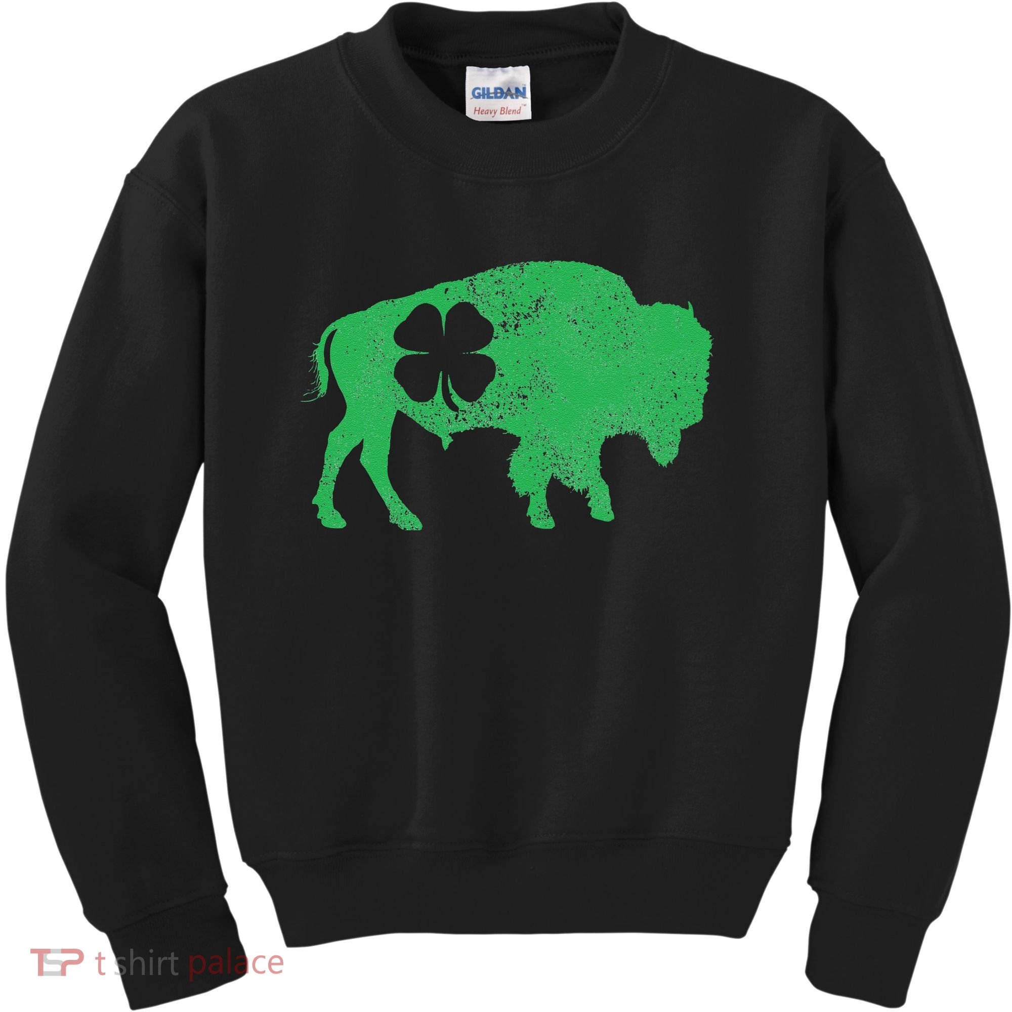 St. Patrick's Day Green Shamrock Buffalo Bison Irish Saint Kids Sweatshirt