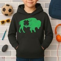 St. Patrick's Day Green Shamrock Buffalo Bison Irish Saint Kids Hoodie thumb 2