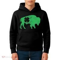 St. Patrick's Day Green Shamrock Buffalo Bison Irish Saint Kids Hoodie thumb 4