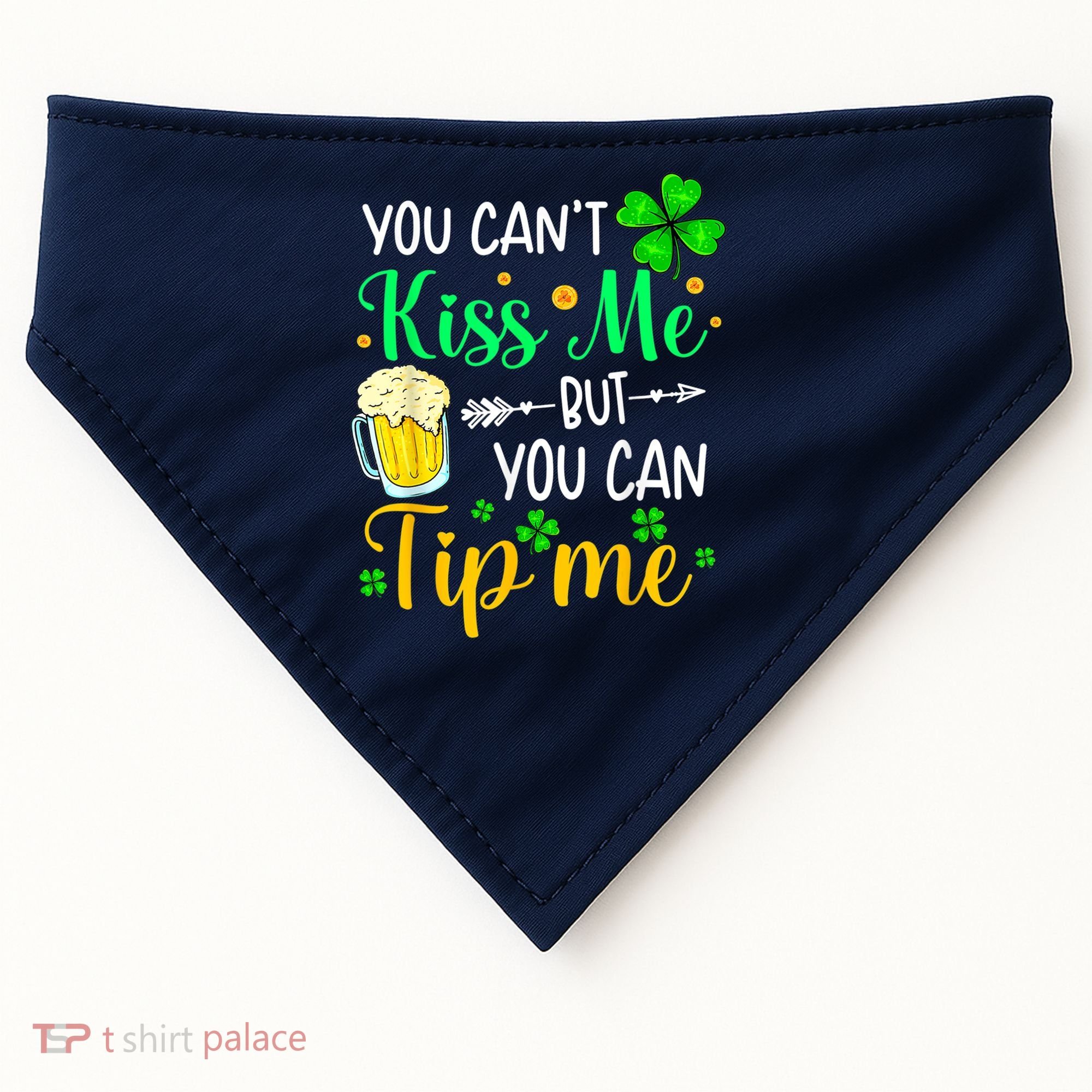 St Patrick's Day Lucky Shamrock Waitress Bartender Waiter USA-Made Doggie Bandana