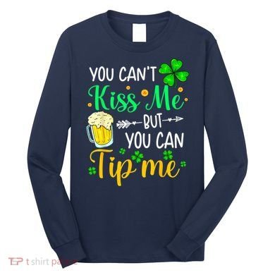 St Patrick's Day Lucky Shamrock Waitress Bartender Waiter Long Sleeve Shirt