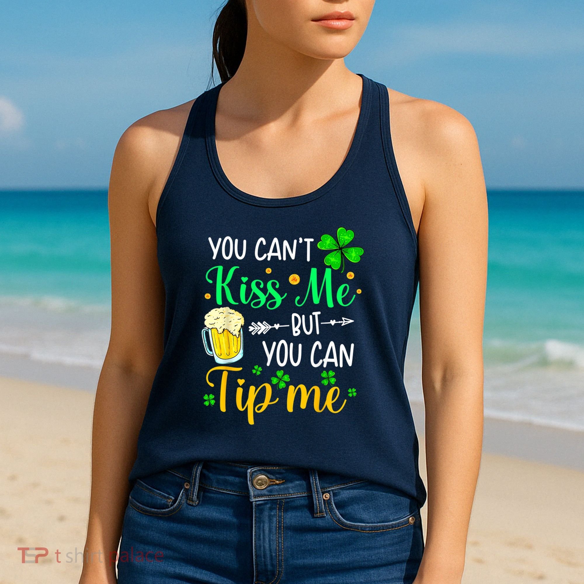 St Patrick's Day Lucky Shamrock Waitress Bartender Waiter Women's Tank Top