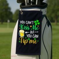 St Patrick's Day Lucky Shamrock Waitress Bartender Waiter Golf Towel thumb 2
