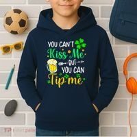 St Patrick's Day Lucky Shamrock Waitress Bartender Waiter Kids Hoodie thumb 2