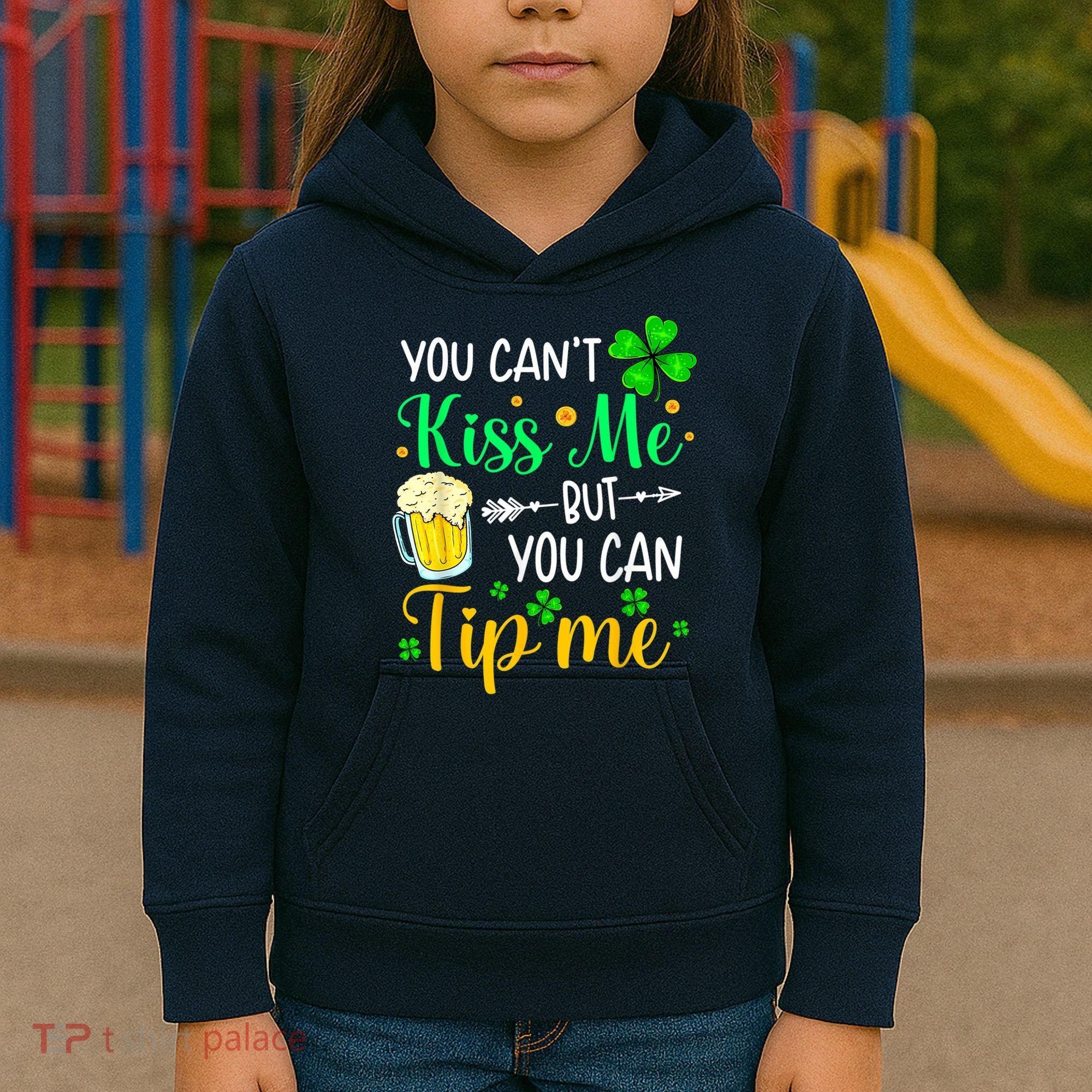 St Patrick's Day Lucky Shamrock Waitress Bartender Waiter Kids Hoodie