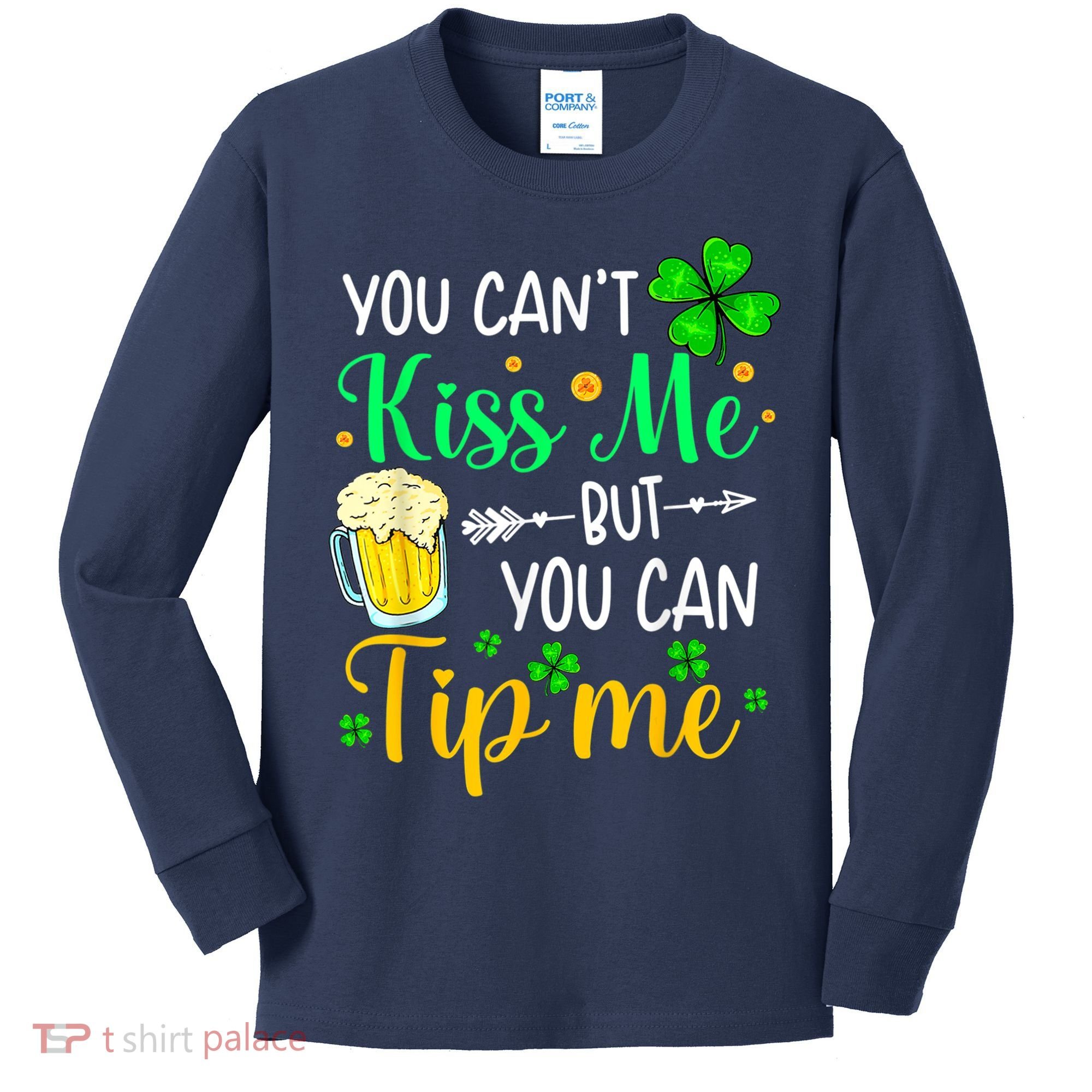 St Patrick's Day Lucky Shamrock Waitress Bartender Waiter Kids Long Sleeve Shirt