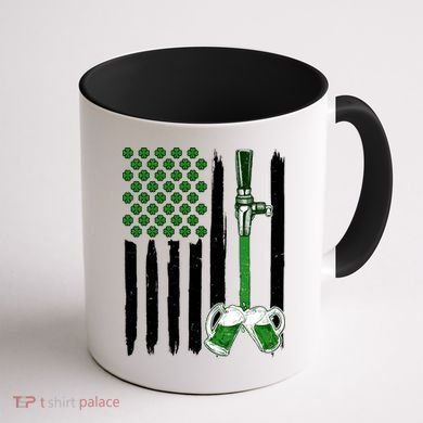 St. Patrick's Day Beer Tap USA American Flag Coffee Mug back