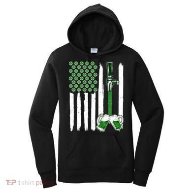 St. Patrick's Day Beer Tap USA American Flag Women's Hoodie