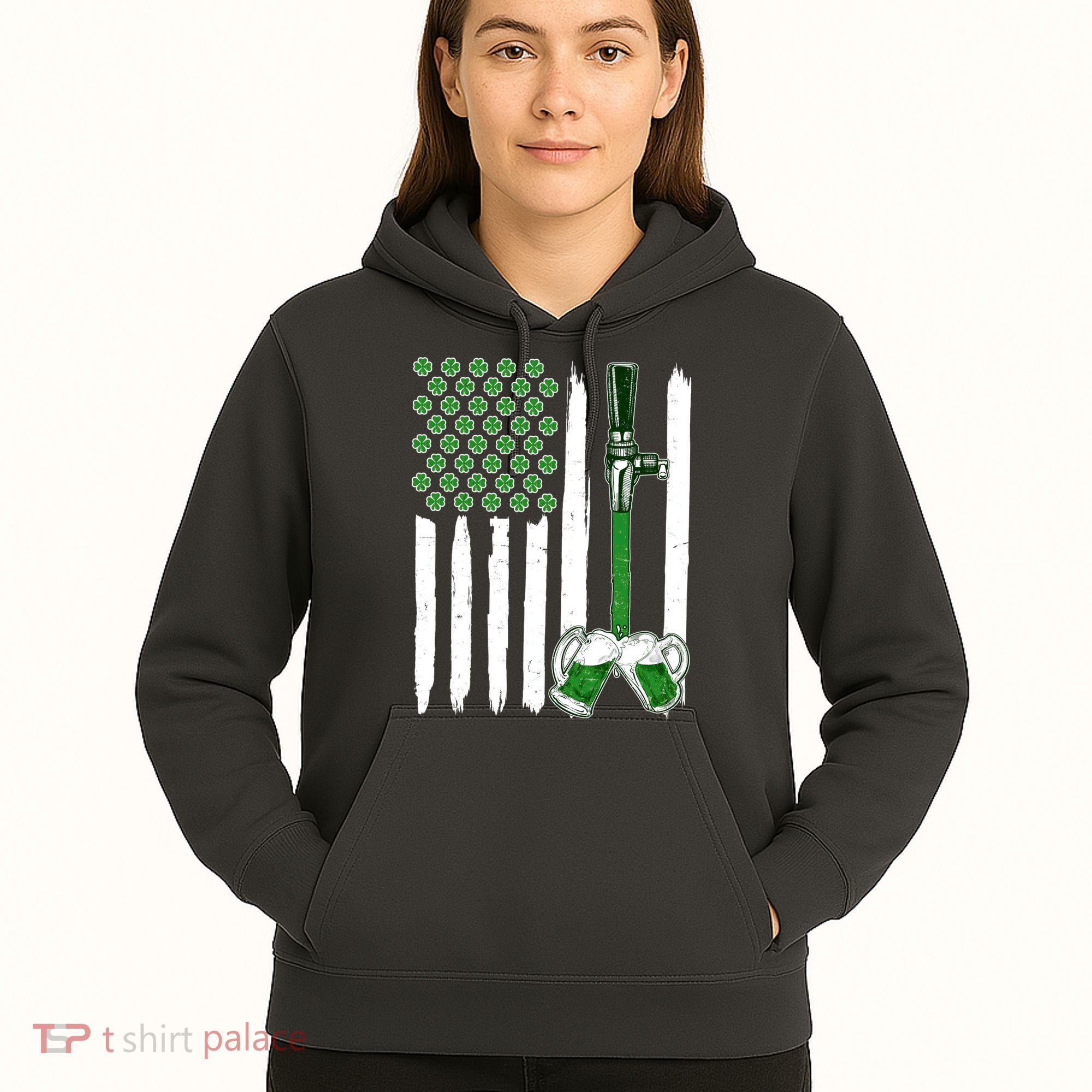 St. Patrick's Day Beer Tap USA American Flag Hoodie