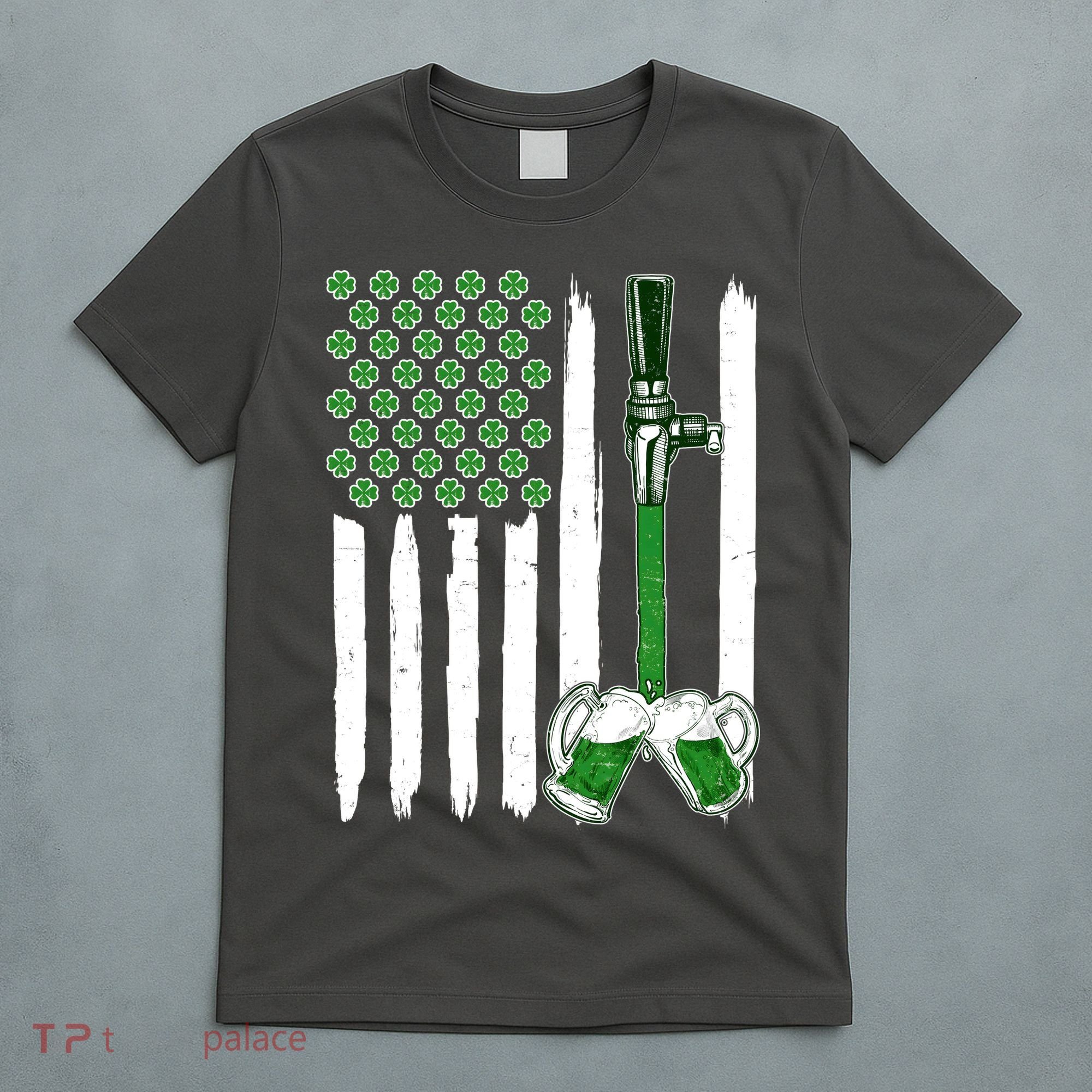 St. Patrick's Day Beer Tap USA American Flag T-Shirt