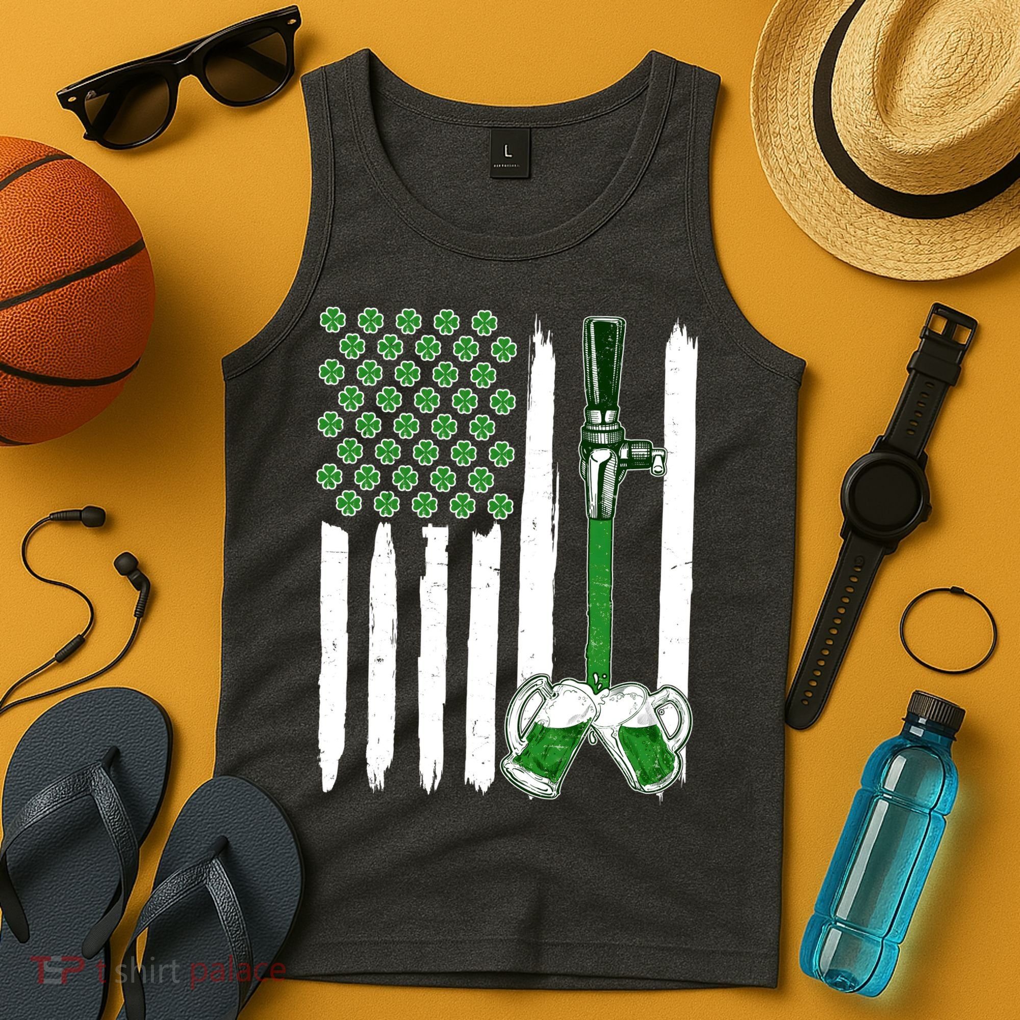 St. Patrick's Day Beer Tap USA American Flag Tank Top