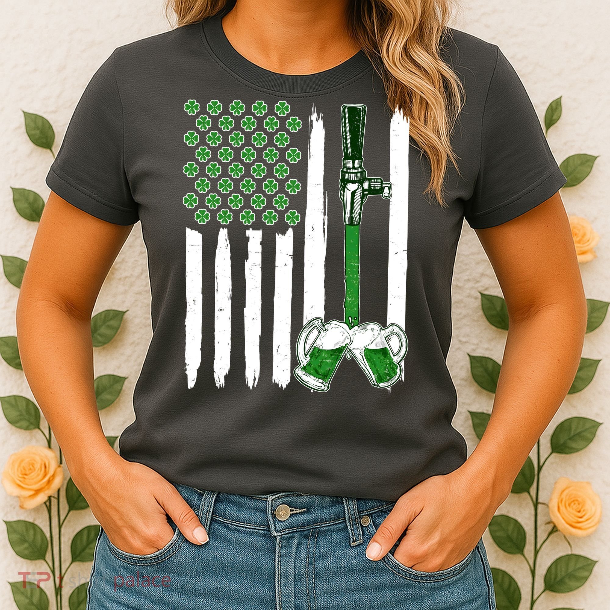 St. Patrick's Day Beer Tap USA American Flag Women's T-Shirt