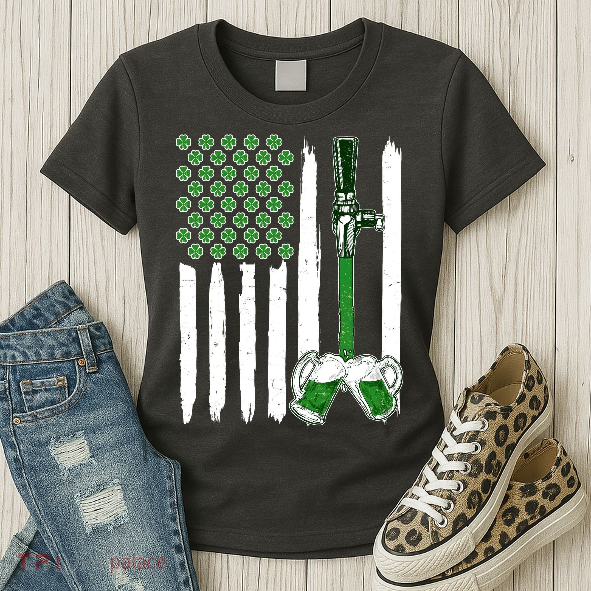 St. Patrick's Day Beer Tap USA American Flag Women's T-Shirt