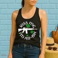 St Patricks Day Kiss Me Im Arish Ar Gun Women's Tank Top thumb 2