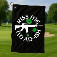 St Patricks Day Kiss Me Im Arish Ar Gun Golf Towel thumb 1