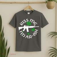 St Patricks Day Kiss Me Im Arish Ar Gun T-Shirt thumb 2