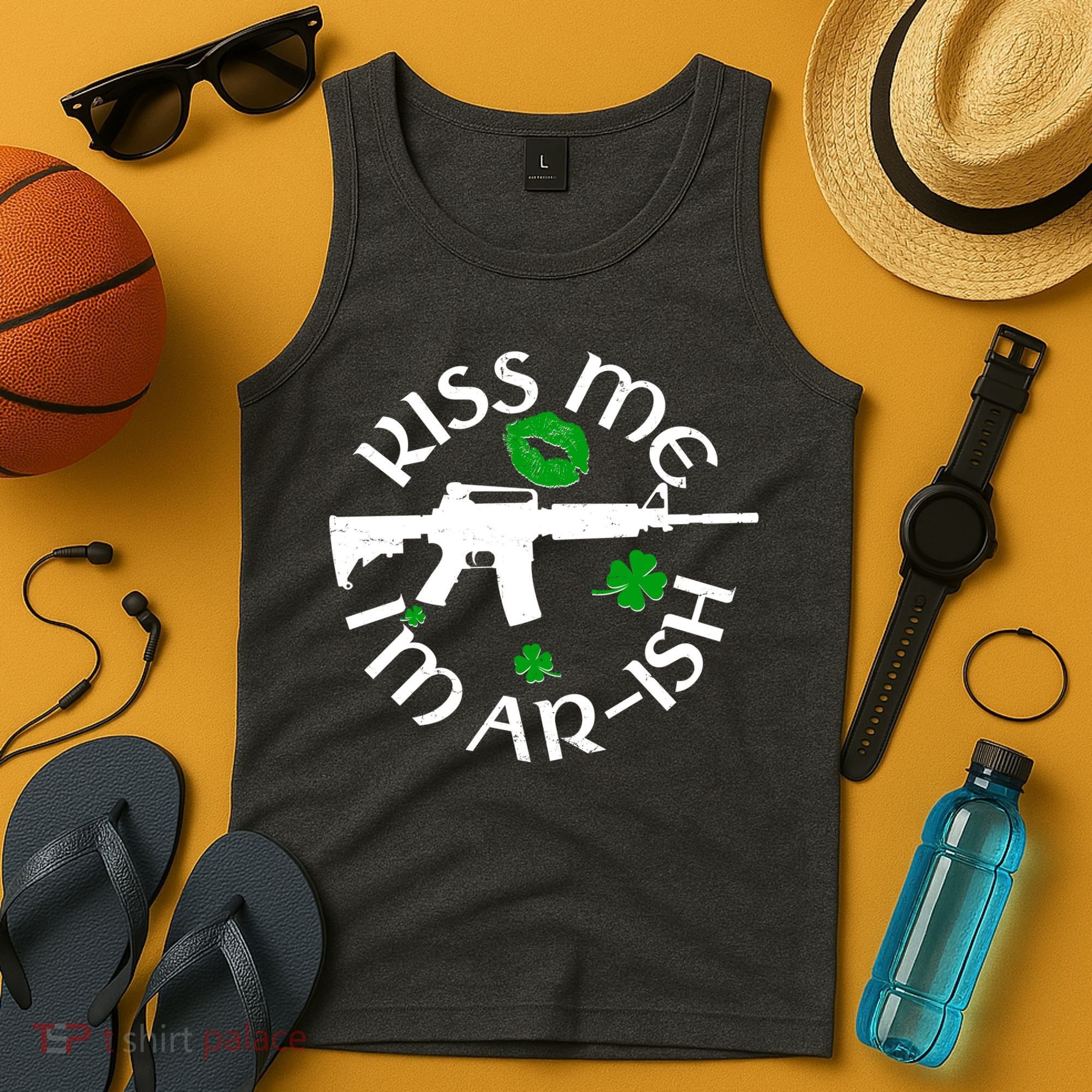 St Patricks Day Kiss Me Im Arish Ar Gun Tank Top