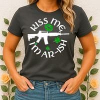 St Patricks Day Kiss Me Im Arish Ar Gun Women's T-Shirt thumb 2
