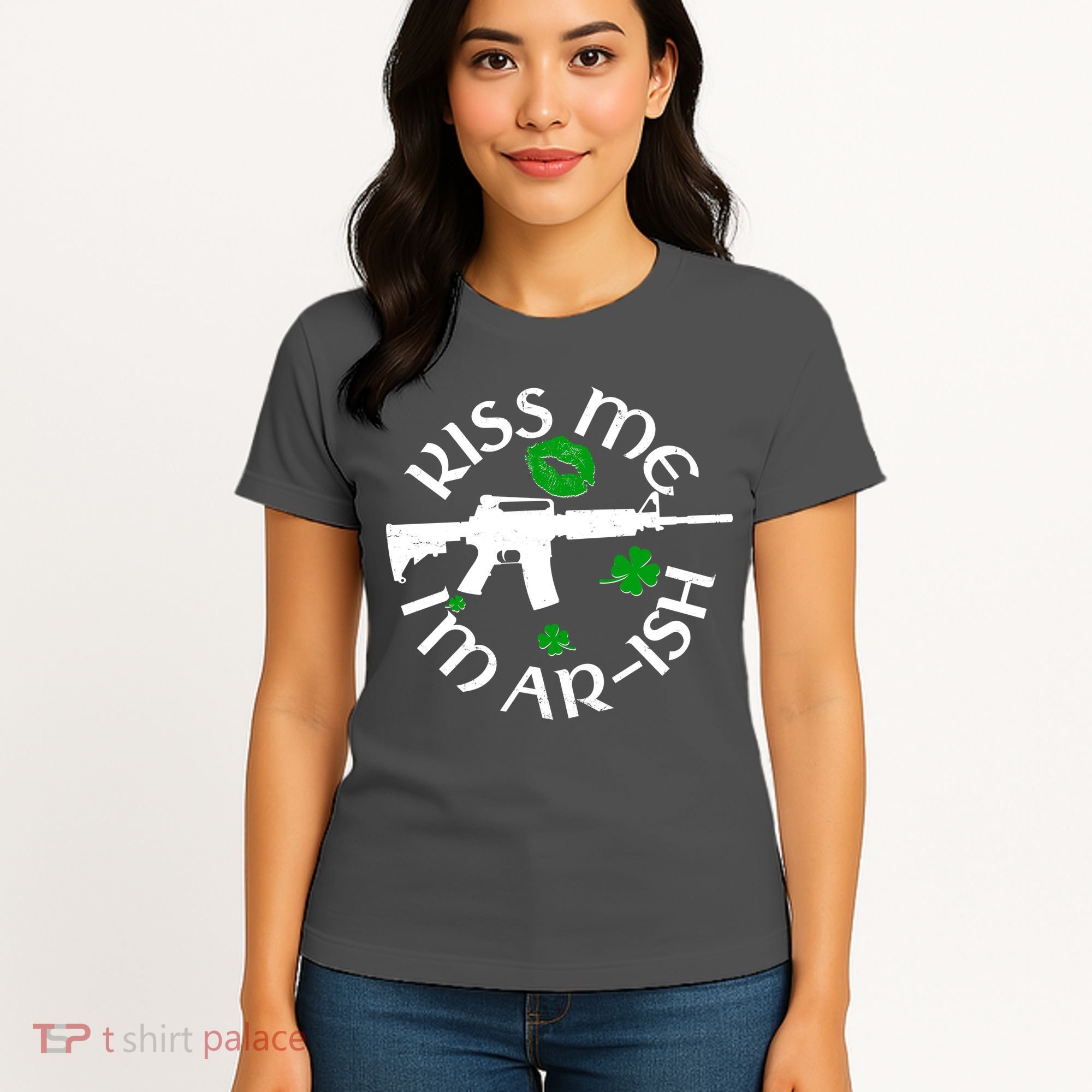 St Patricks Day Kiss Me Im Arish Ar Gun Women's T-Shirt