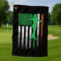 St PatrickS Day Irish American Flag Golf Golfer Golfing Gift Golf Towel thumb 1