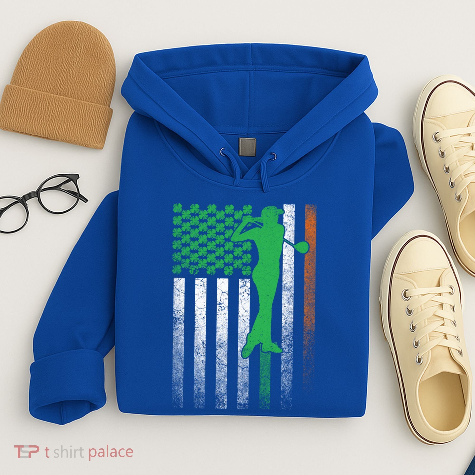 St PatrickS Day Irish American Flag Golf Golfer Golfing Gift Hoodie
