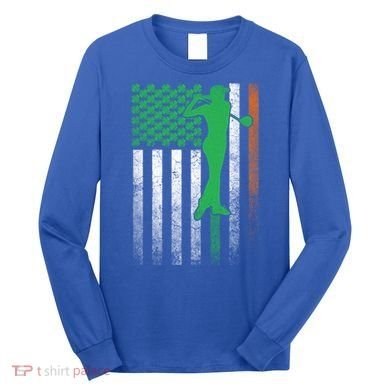 St PatrickS Day Irish American Flag Golf Golfer Golfing Gift Long Sleeve Shirt