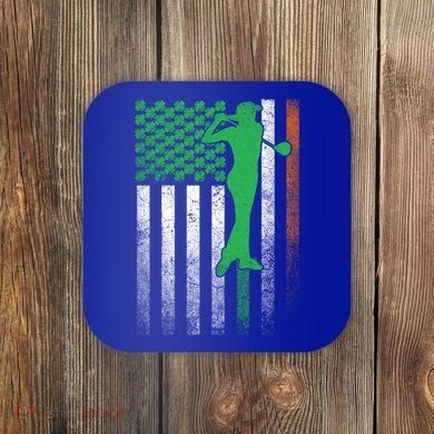St PatrickS Day Irish American Flag Golf Golfer Golfing Gift Coaster