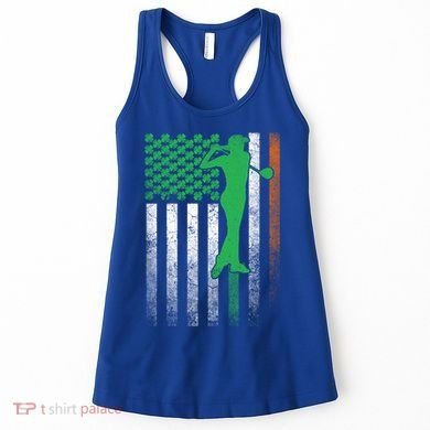 St PatrickS Day Irish American Flag Golf Golfer Golfing Gift Women's Tank Top
