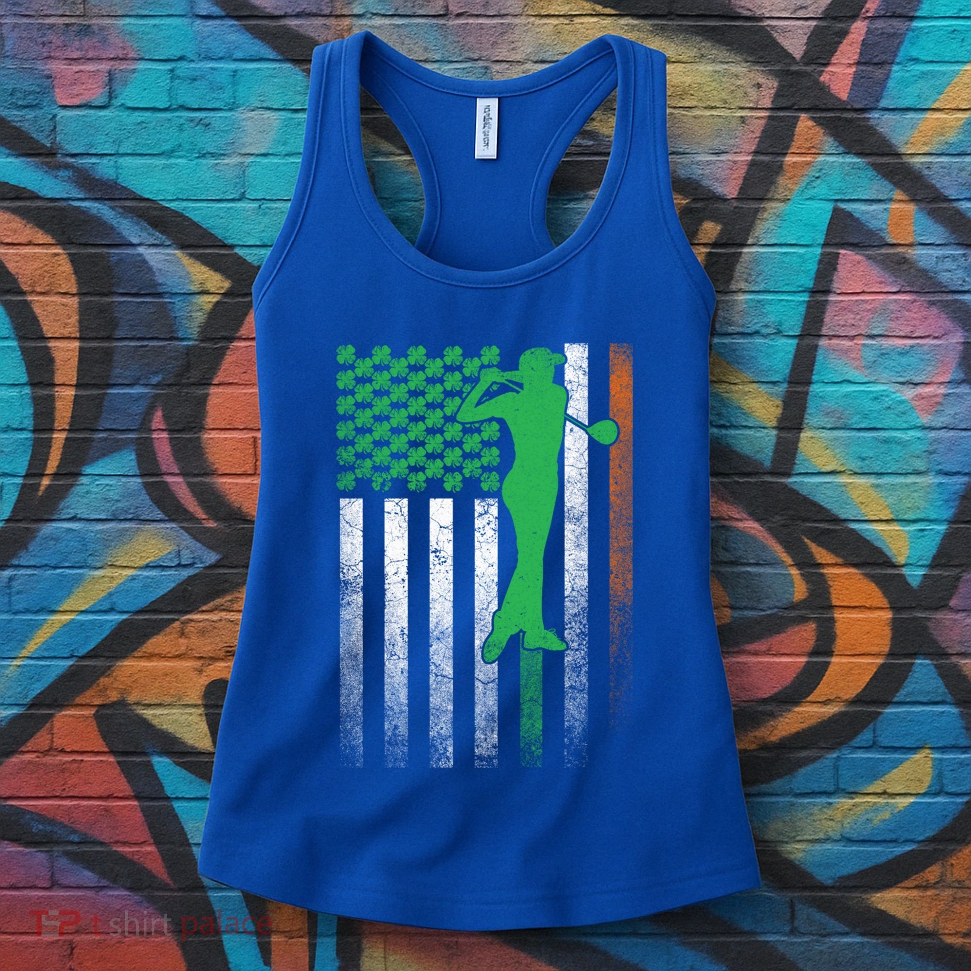 St PatrickS Day Irish American Flag Golf Golfer Golfing Gift Women's Tank Top