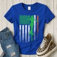 St PatrickS Day Irish American Flag Golf Golfer Golfing Gift Women's T-Shirt thumb 3