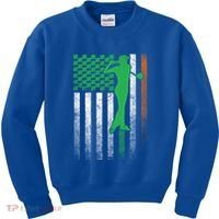St PatrickS Day Irish American Flag Golf Golfer Golfing Gift Kids Sweatshirt thumb 0