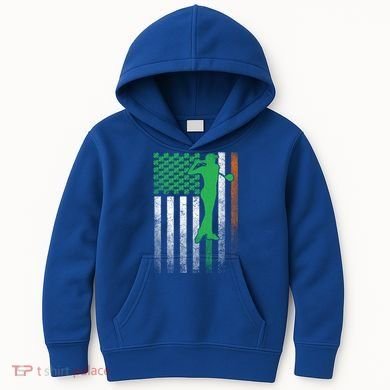 St PatrickS Day Irish American Flag Golf Golfer Golfing Gift Kids Hoodie