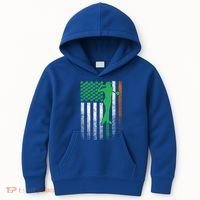 St PatrickS Day Irish American Flag Golf Golfer Golfing Gift Kids Hoodie thumb 0