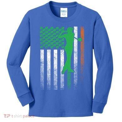 St PatrickS Day Irish American Flag Golf Golfer Golfing Gift Kids Long Sleeve Shirt