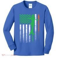 St PatrickS Day Irish American Flag Golf Golfer Golfing Gift Kids Long Sleeve Shirt thumb 0