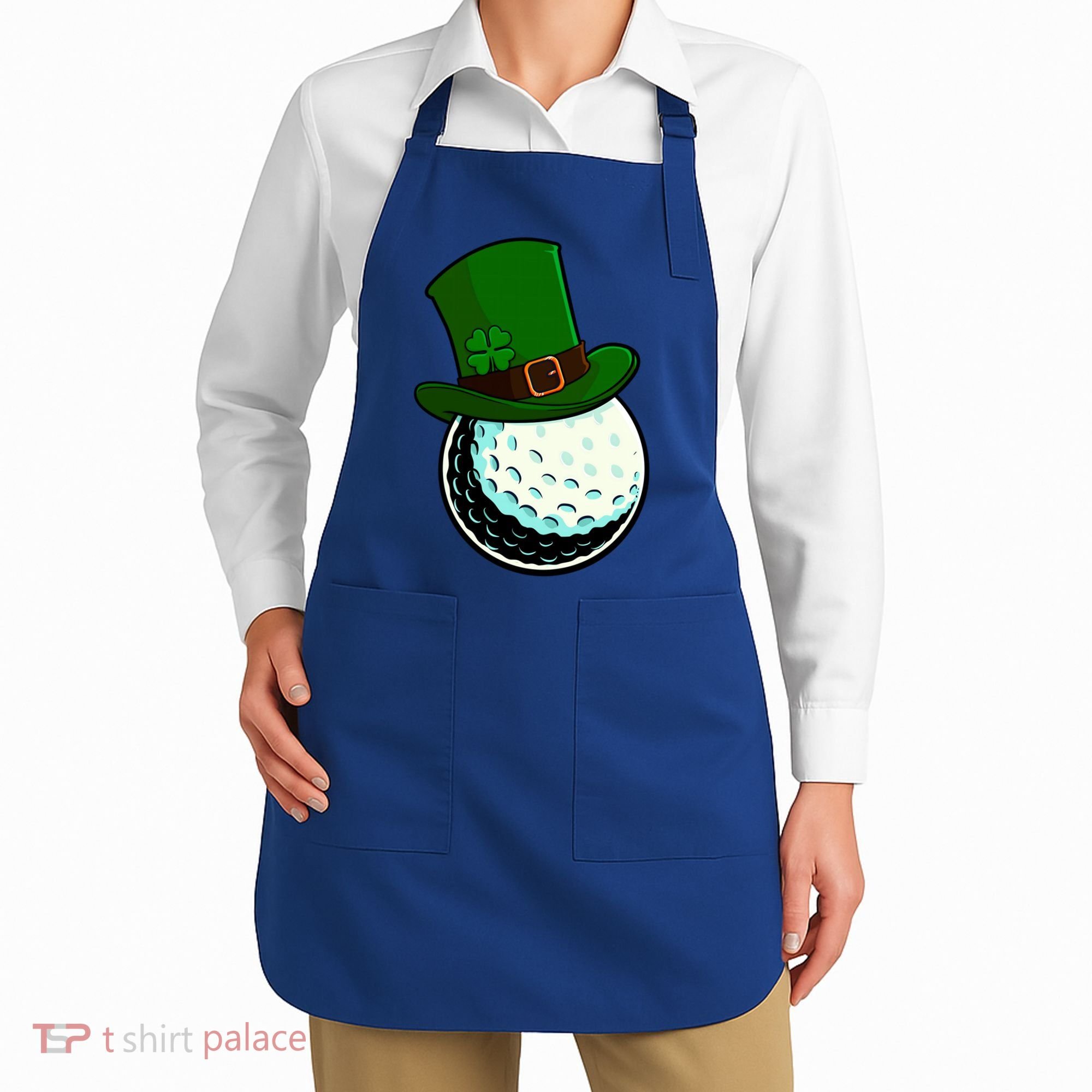 St Patricks Day Golf Lucky Leprechaun Shamrock Clovers Gift Apron