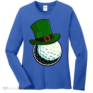 St Patricks Day Golf Lucky Leprechaun Shamrock Clovers Gift Women's Long Sleeve Shirt