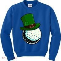 St Patricks Day Golf Lucky Leprechaun Shamrock Clovers Gift Kids Sweatshirt thumb 0