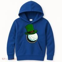 St Patricks Day Golf Lucky Leprechaun Shamrock Clovers Gift Kids Hoodie thumb 0
