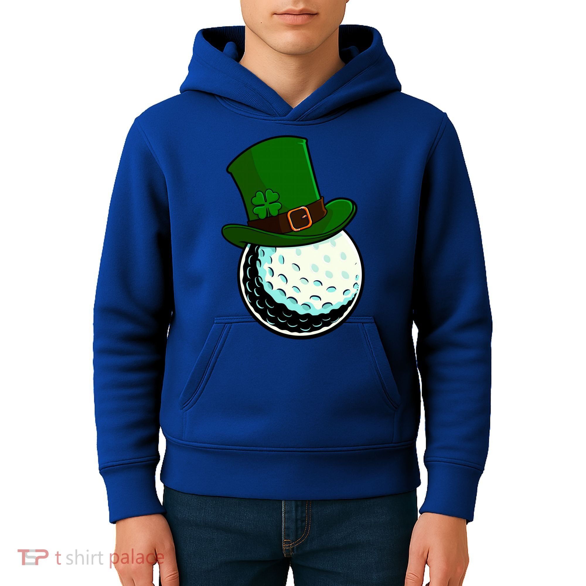 St Patricks Day Golf Lucky Leprechaun Shamrock Clovers Gift Kids Hoodie