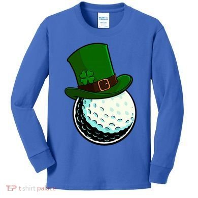 St Patricks Day Golf Lucky Leprechaun Shamrock Clovers Gift Kids Long Sleeve Shirt