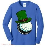 St Patricks Day Golf Lucky Leprechaun Shamrock Clovers Gift Kids Long Sleeve Shirt thumb 0