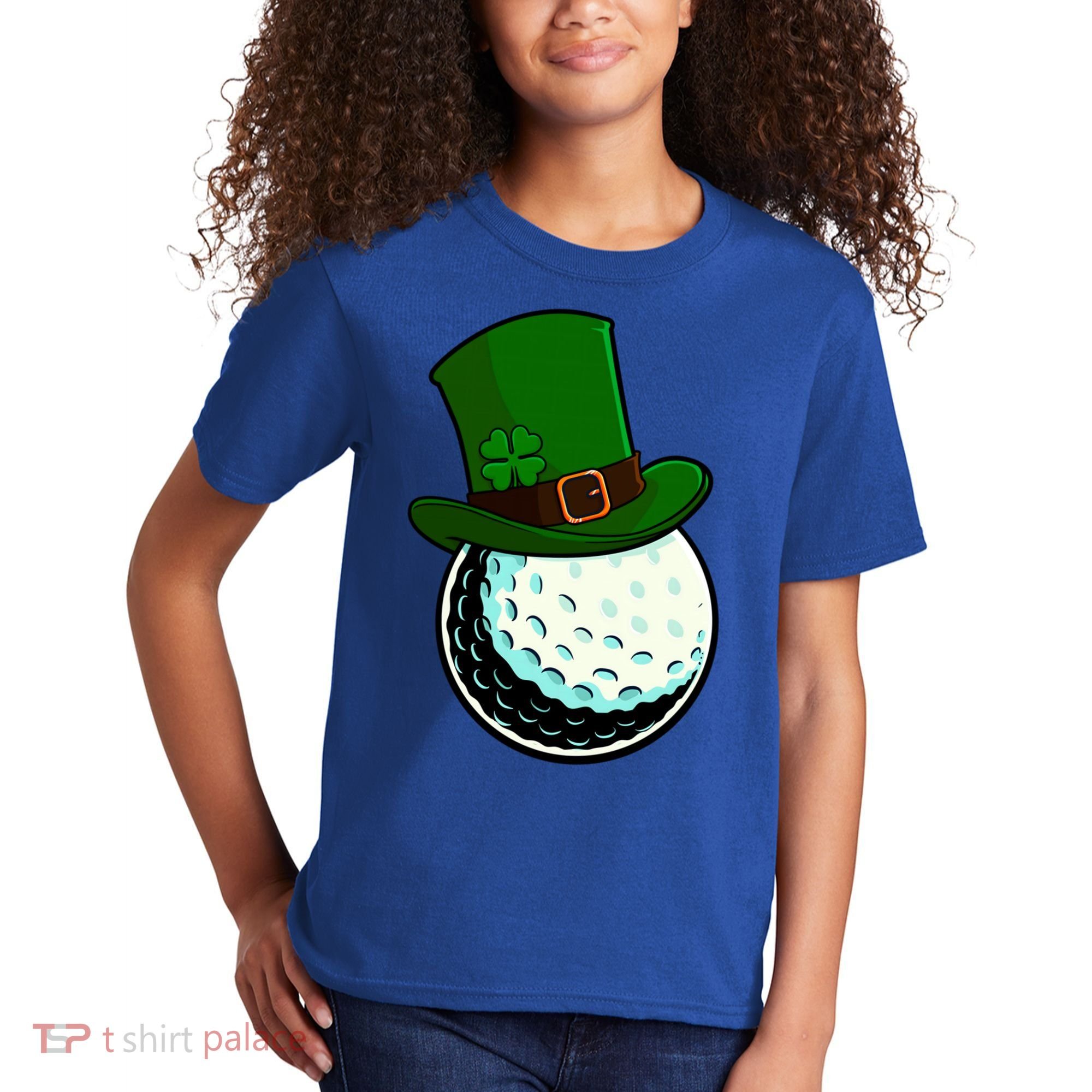 St Patricks Day Golf Lucky Leprechaun Shamrock Clovers Gift Kids T-Shirt