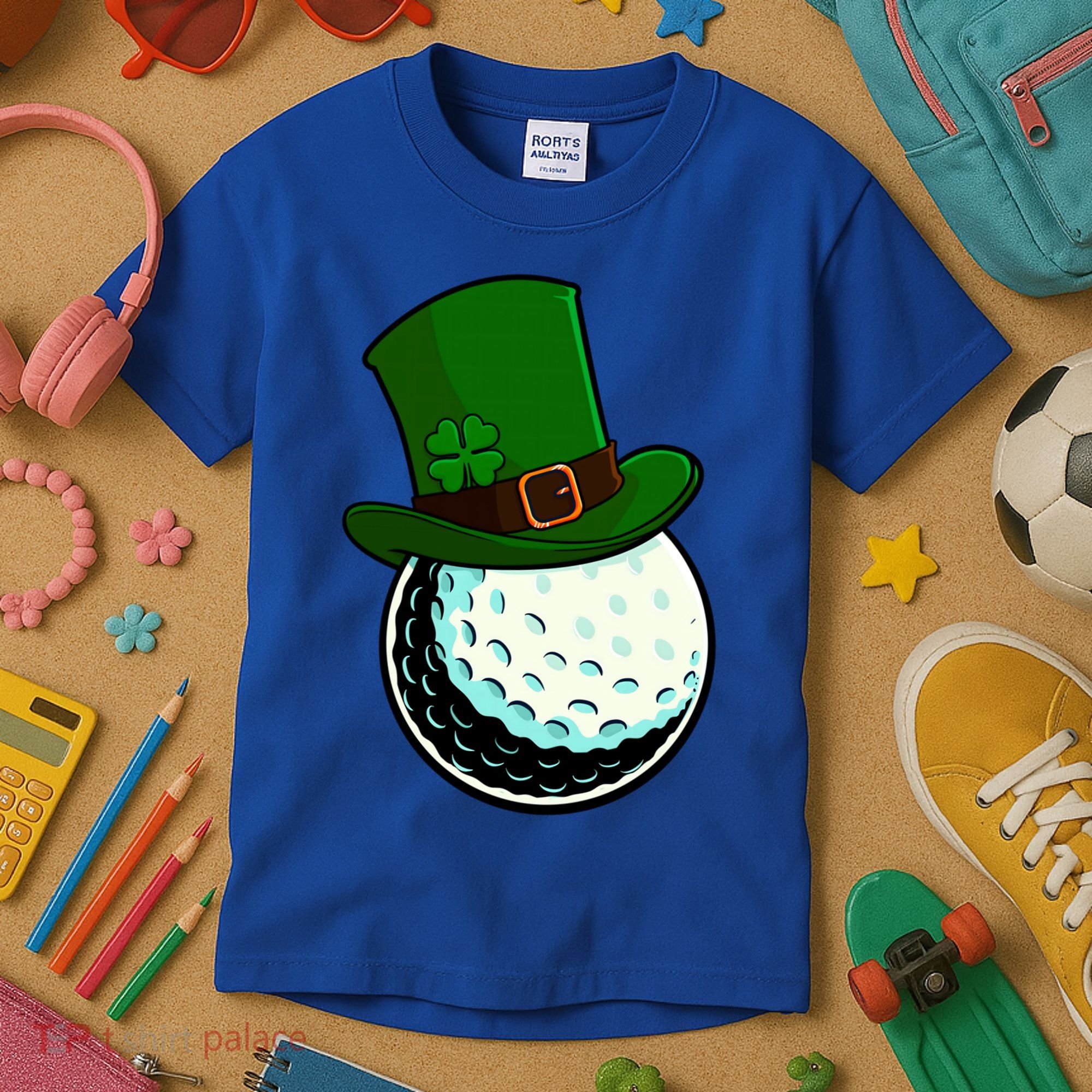 St Patricks Day Golf Lucky Leprechaun Shamrock Clovers Gift Kids T-Shirt