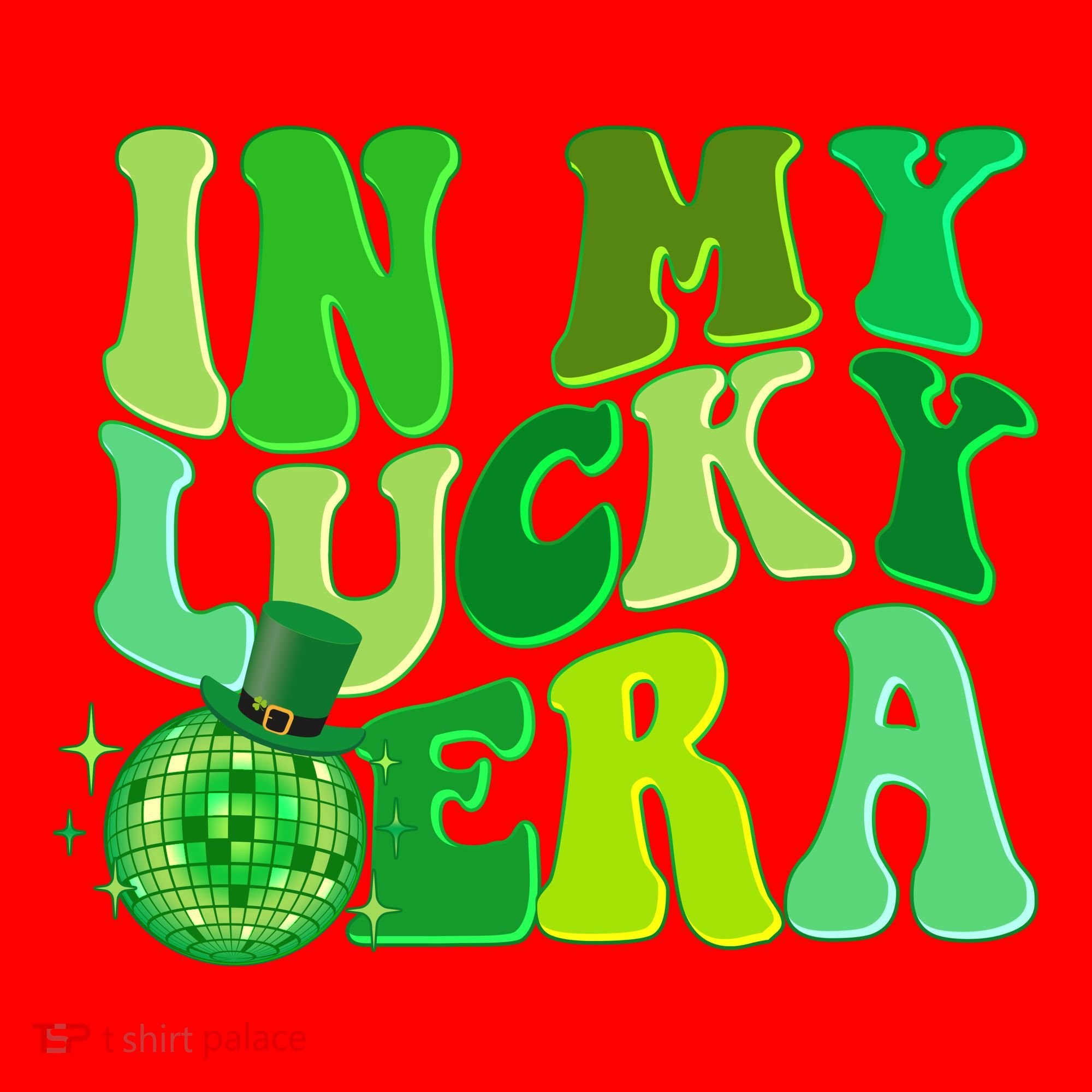 St Patricks Day In My Lucky Era Disco Ball Santa Hat