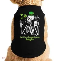 St Patricks Day Skeleton Let Shenanigans Begin Doggie Tank thumb 0