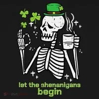 St Patricks Day Skeleton Let Shenanigans Begin Doggie Tank thumb 4