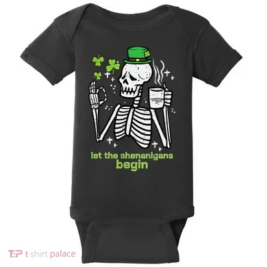 St Patricks Day Skeleton Let Shenanigans Begin Baby Bodysuit
