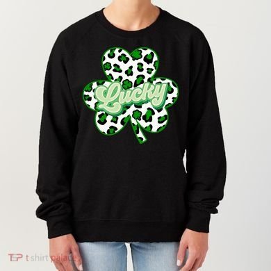St Patricks Day Lucky Leopard Print Shamrock Clover Women's Sweatshirt